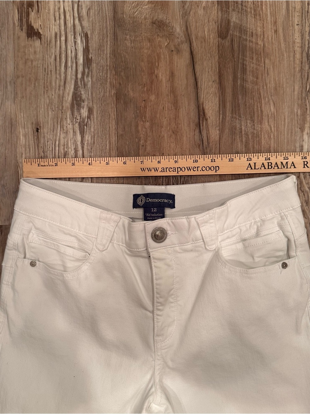 Democracy Ab Technology Straight Leg Jeans White Neutral Versatile Sz 12 - Picture 4 of 10